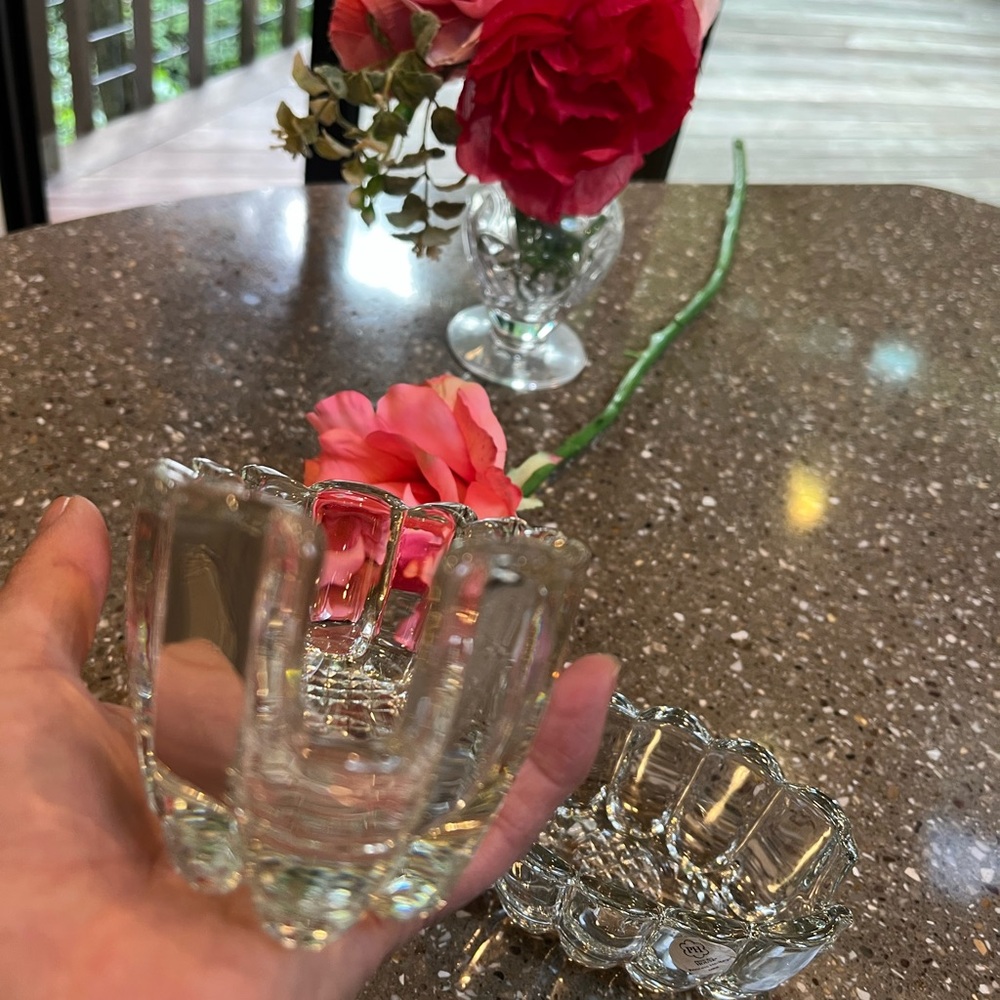 Princess House Clear Glass Scalloped silverware holders - Picture 3 of 4